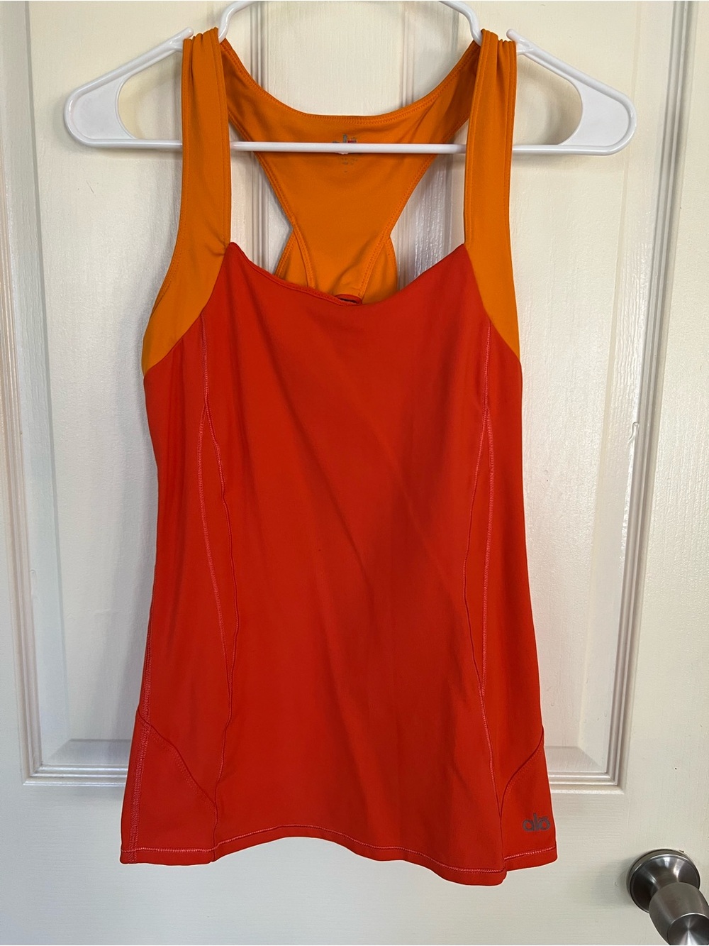 Alo Yoga Y2K Colorblock Racerback Athletic Tank Top Orange Red